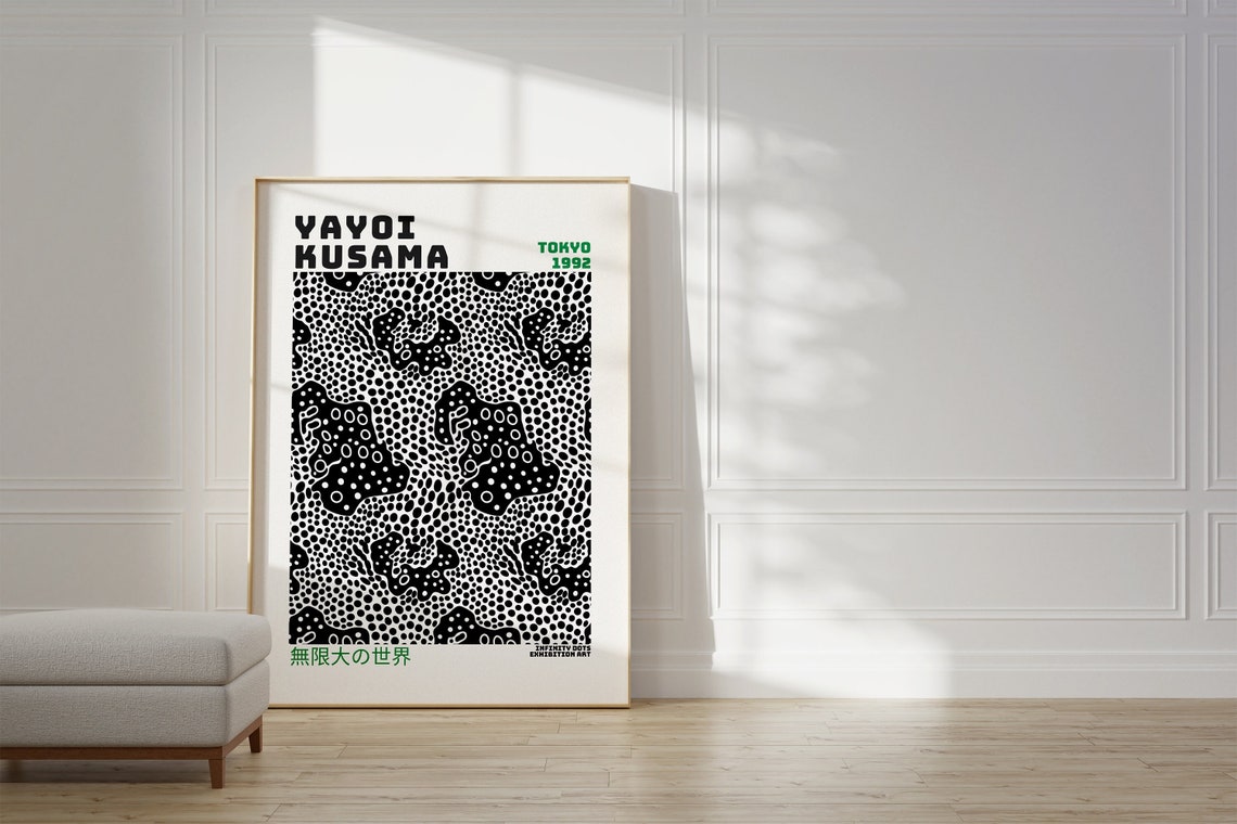 Yayoi Kusama Black and White Tokyo 1992 Dotted Pattern Art Poster