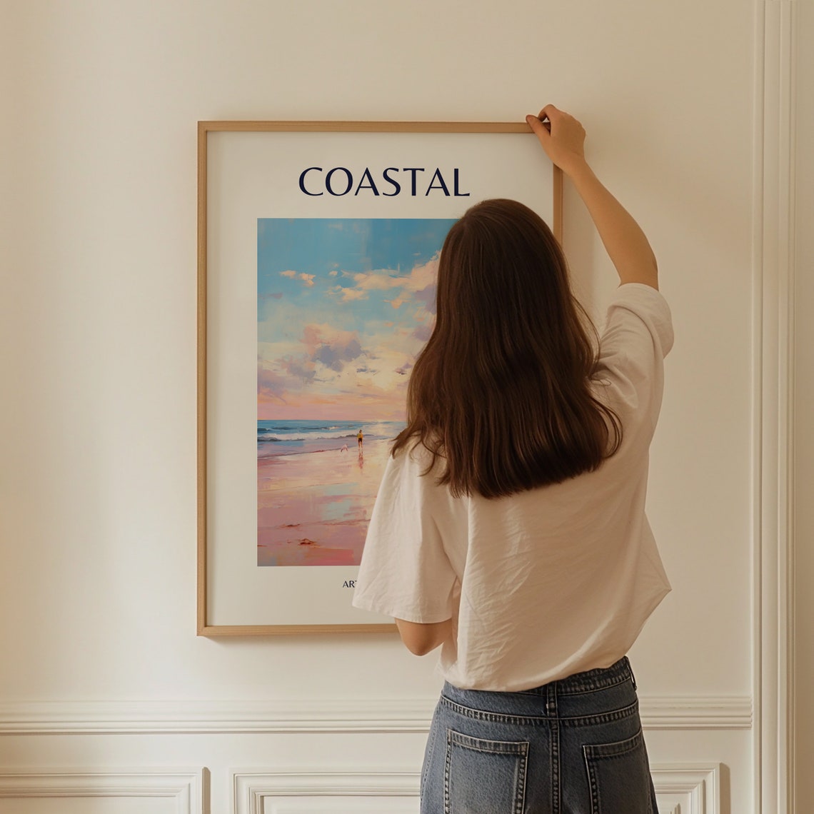 Coastal Beach Sunset Watercolor Painting Beach House Decor Poster - Image 3