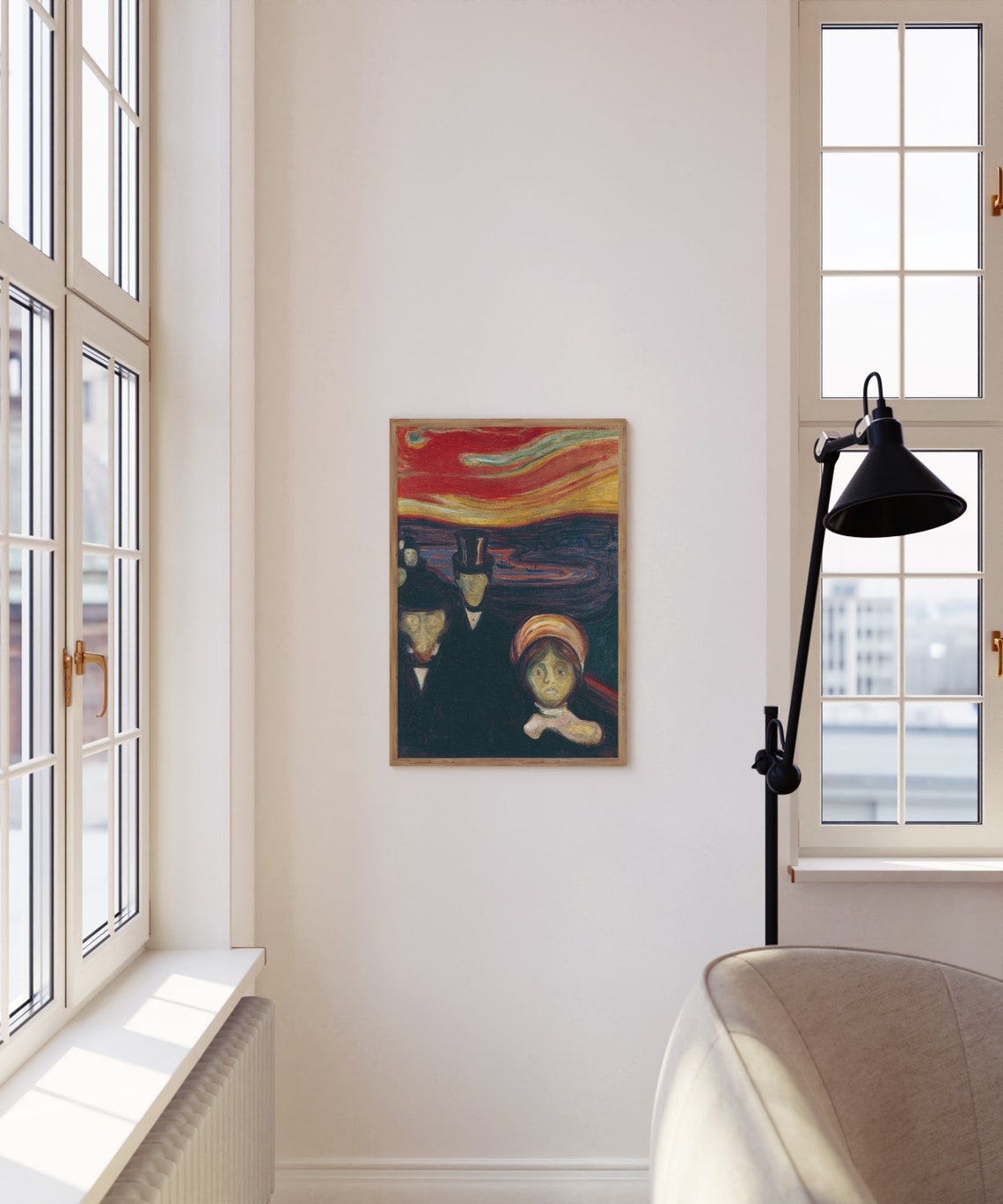 Edvard Munch Anxiety Fiery Sunset Staring Faces Expressionist Poster - Image 3