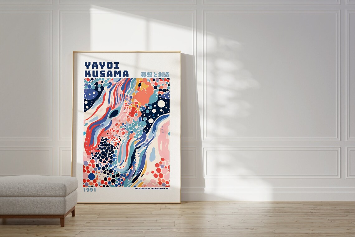 Yayoi Kusama Inspired Japanese Wall Art Poster