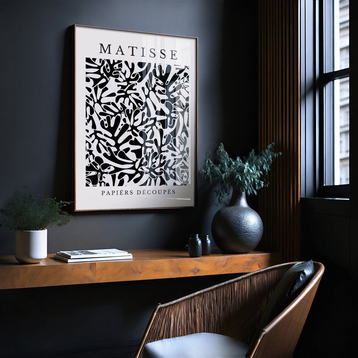 Matisse Inspired Black White Cut Paper Abstract Organic Shapes Poster - Image 2