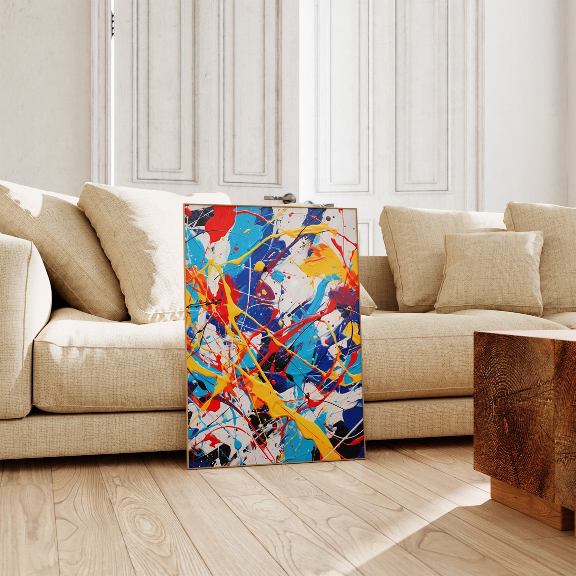 Jackson Pollock Style Drip Painting Blue Red Yellow Abstract Poster - Image 4