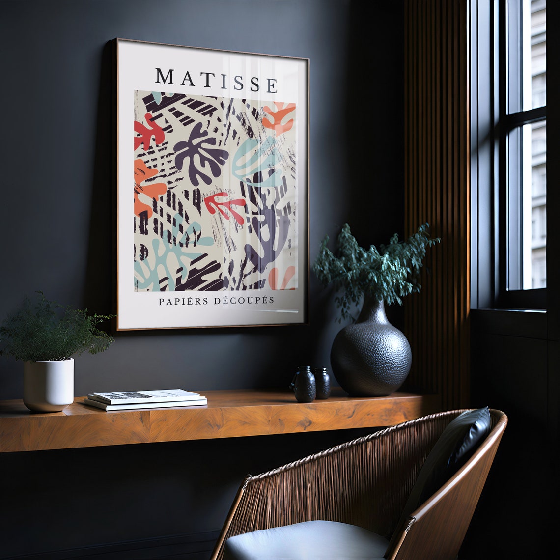 Matisse Papiers Decoupes Black Coral Teal Bold Modern Art Poster - Image 2