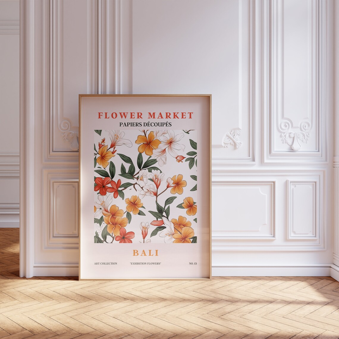 Flower Market Bali Orange Red Blossoms Green Leaves Tropical Poster - Image 5