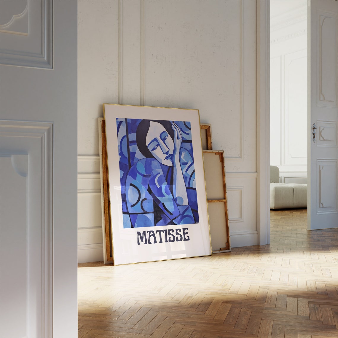 Matisse Blue Portrait Woman Resting Head on Hand Modern Art Poster - Image 3
