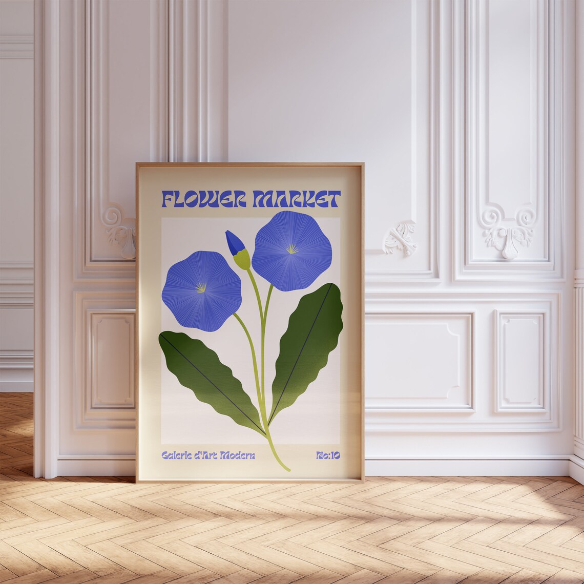 Flower Market No 10 Blue Morning Glory Bloom Floral Art Poster - Image 5