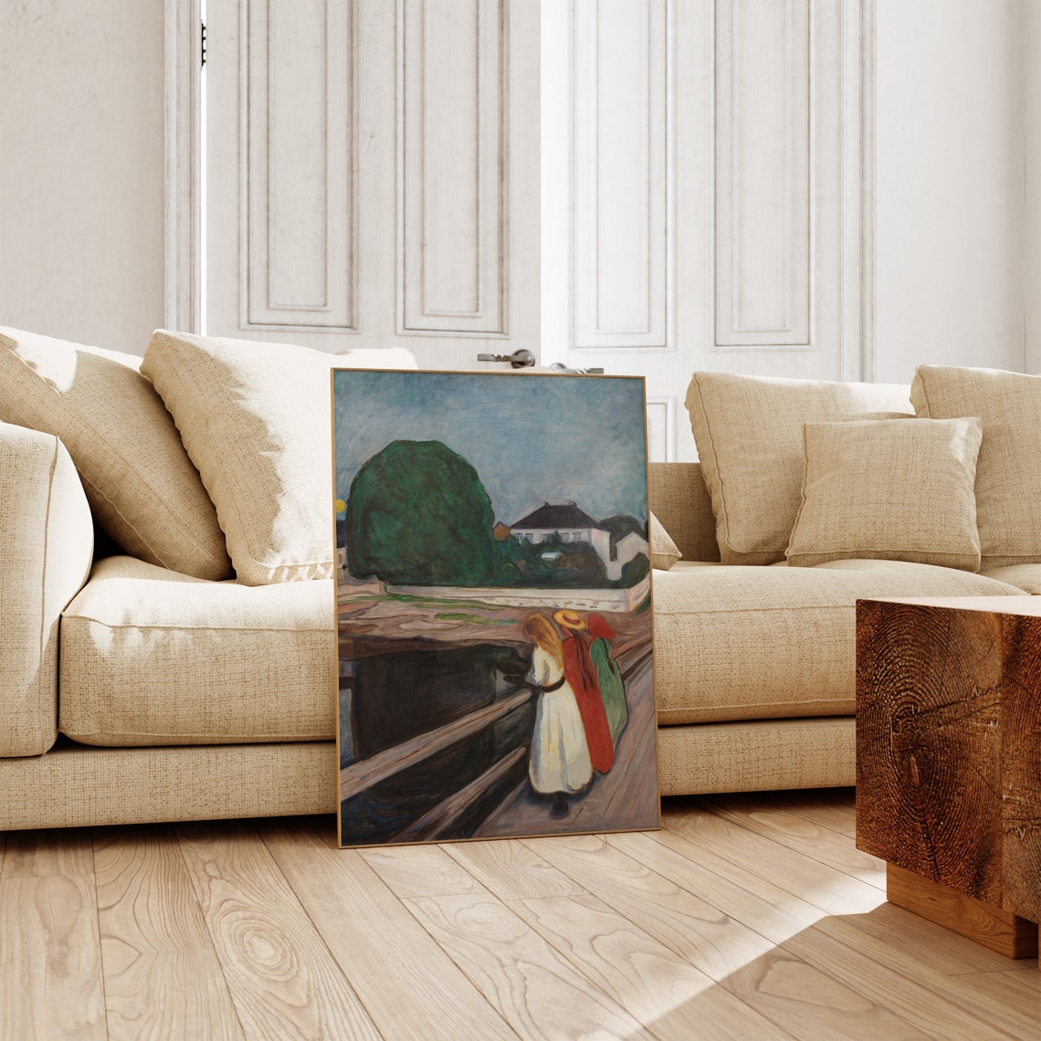 Edvard Munch The Girls on the Bridge Moonlit Lake Art Poster - Image 2