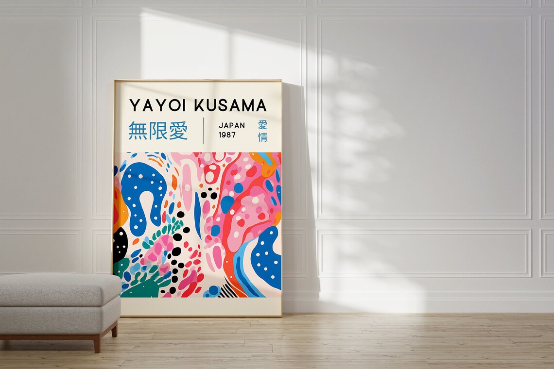 Yayoi Kusama Inspired Japanese Wall Art, Art Print