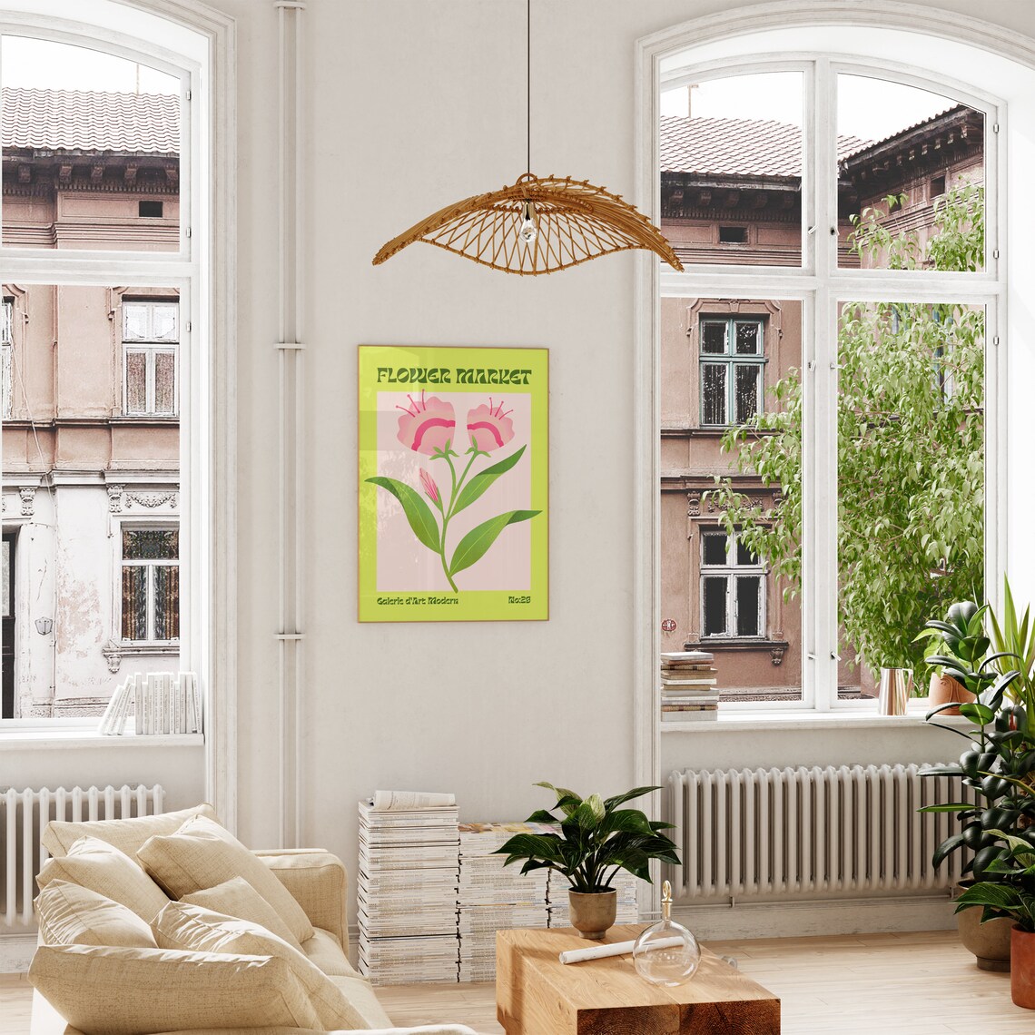Flower Market Modern Scandinavian Floral Art Print - Image 3
