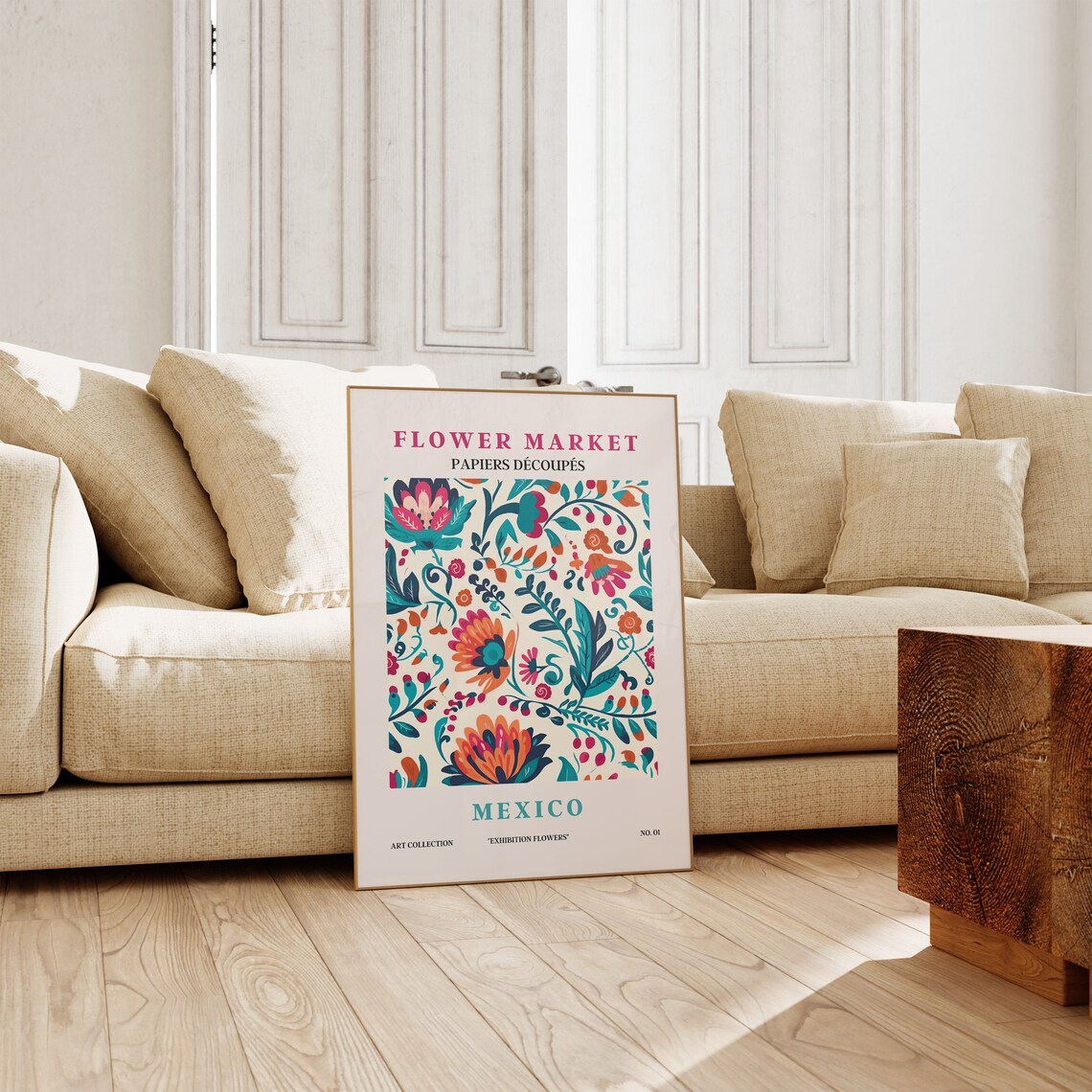 Flower Market Kitchen Living Room Art Print - Image 3