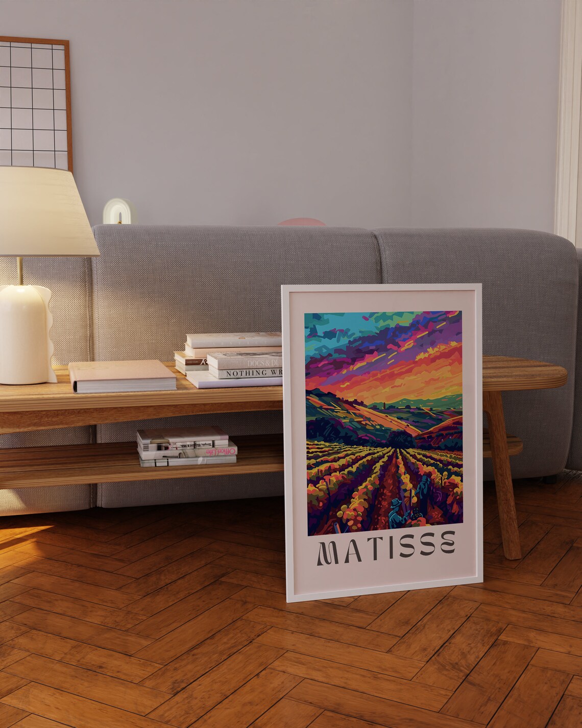 Matisse Inspired Colorful Vineyard Harvest Sunset Landscape Poster - Image 5