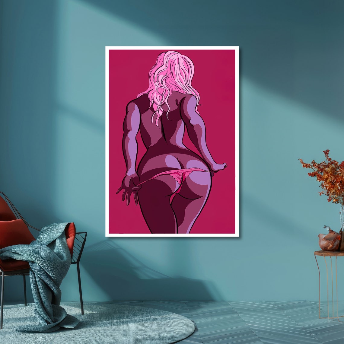 Pink Sensation Erotic Art Sexy Wall Bold Nude Print Ready To Hang Modern Bedroom Decor - Image 4