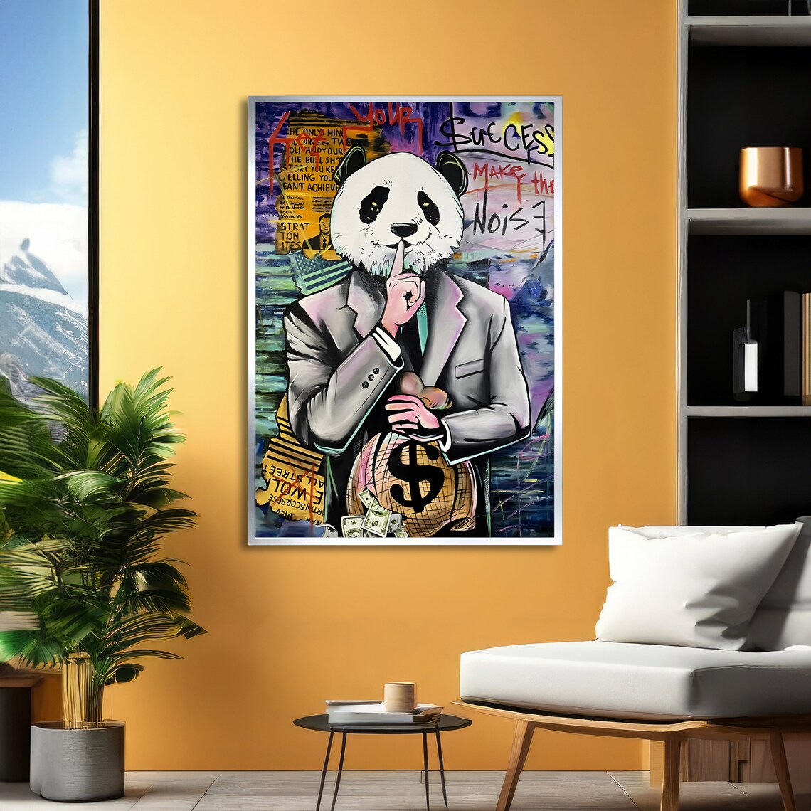 Panda Banker With Money Bag Graffiti Success Street Art Poster - Image 2