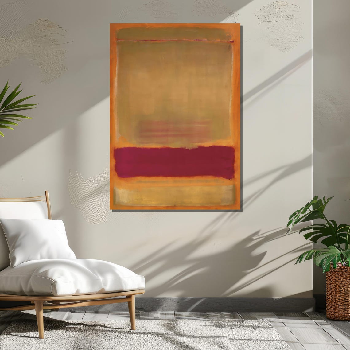 Abstract Expressionist Warm Yellow and Burgundy Color Fields Poster - Image 2