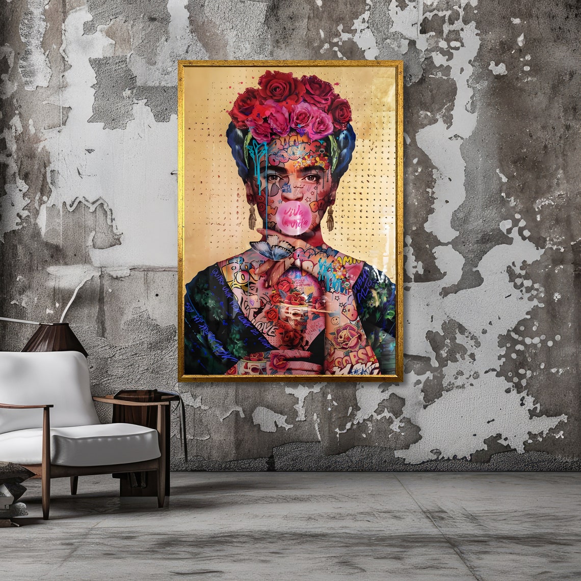 Frida Kahlo Inspired Rose Crown Graffiti Viva La Vida Poster - Image 2