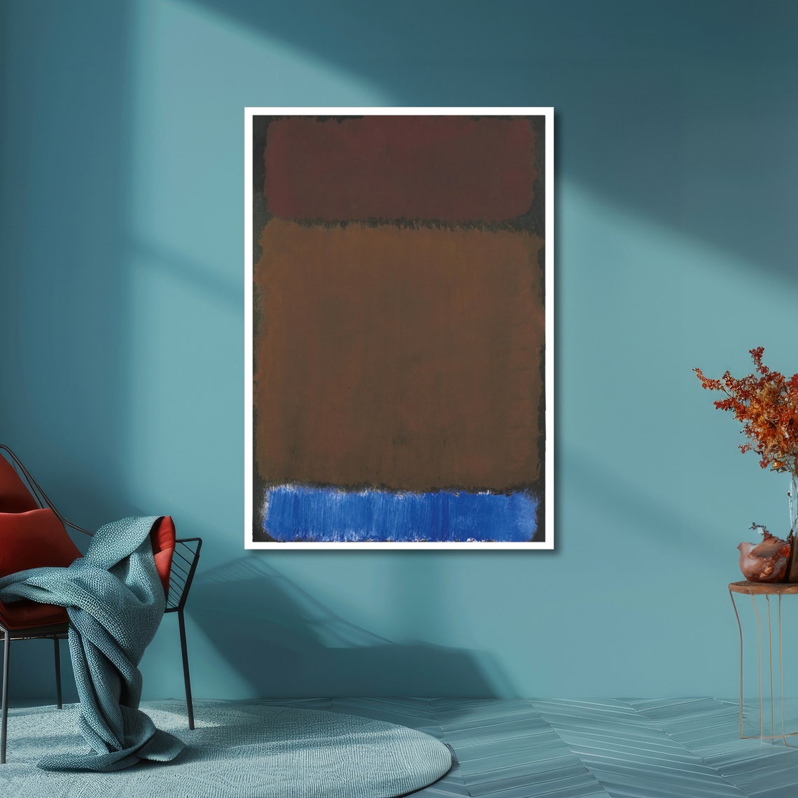 Earthy Brown and Cobalt Blue Rothko-Inspired Abstract Poster - Image 6