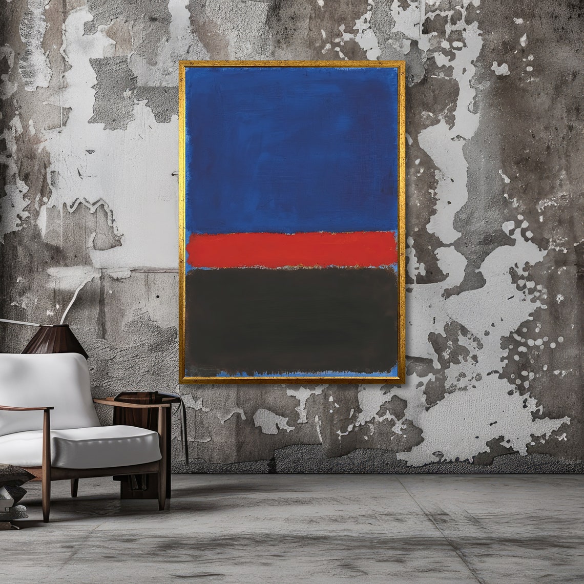 Cobalt Blue Red and Black Rothko-Inspired Color Block Poster - Image 2