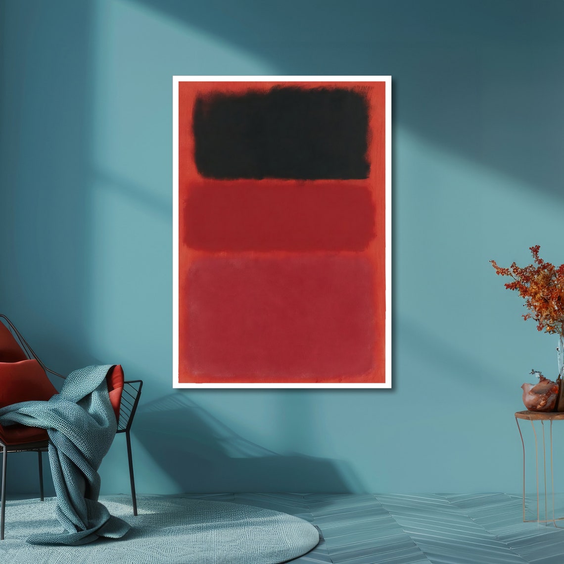 Scarlet Red and Black Rothko-Inspired Abstract Artwork Poster - Image 6