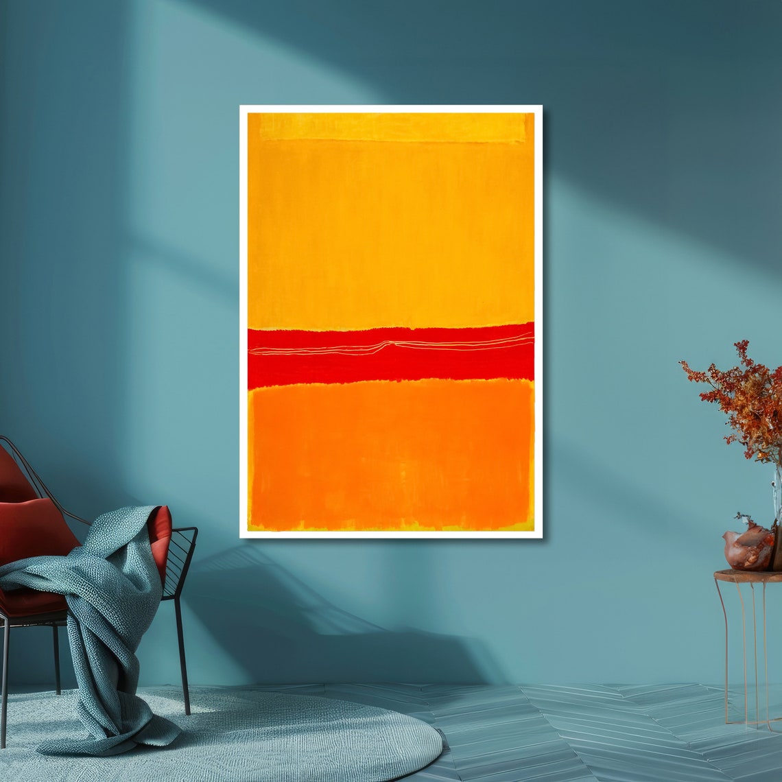 Warm Sunset Radiance Orange and Red Rothko Style Abstract Poster - Image 4