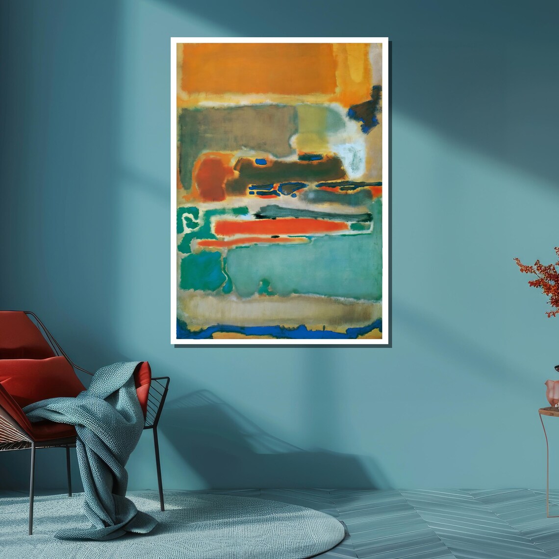 Vibrant Orange Teal And Blue Color Fields Rothko Inspired Art Modern Wall Decor Ready To Hang Abstract Expressionist - Image 6