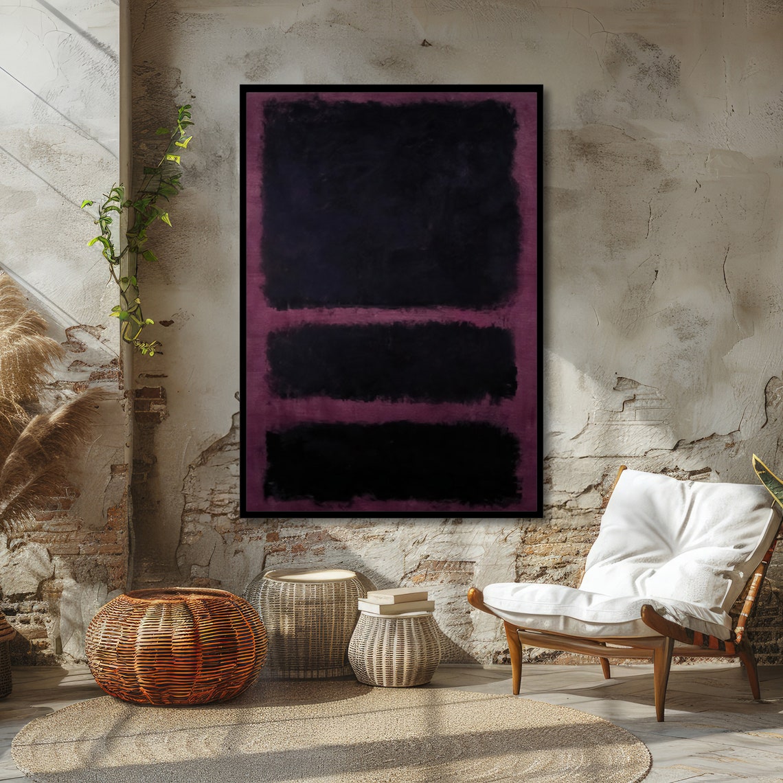 Dark Purple and Black Rothko-Inspired Moody Abstract Art Poster - Image 4