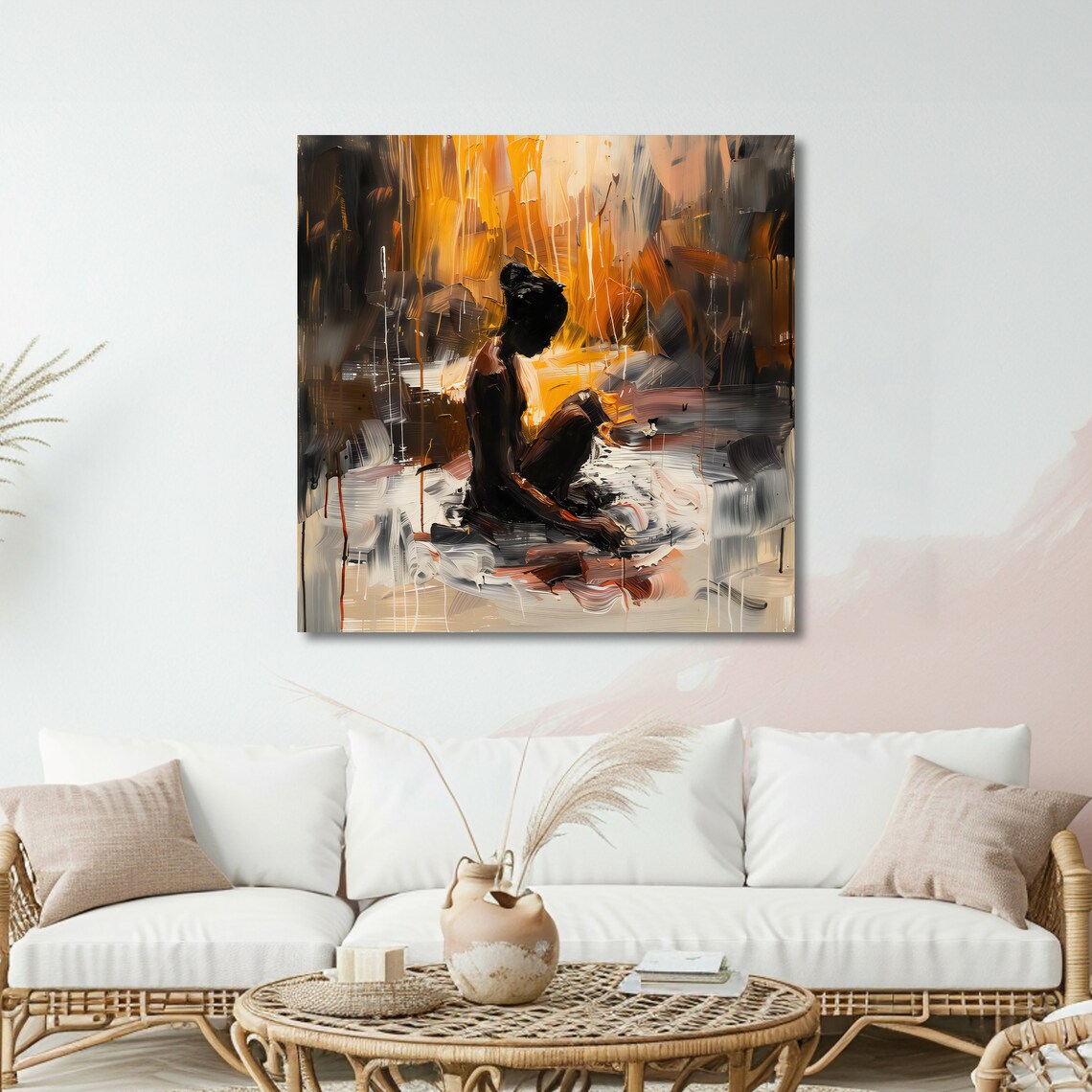 Abstract Emotional Silhouette of a Seated Woman Bold Art Poster - Image 5