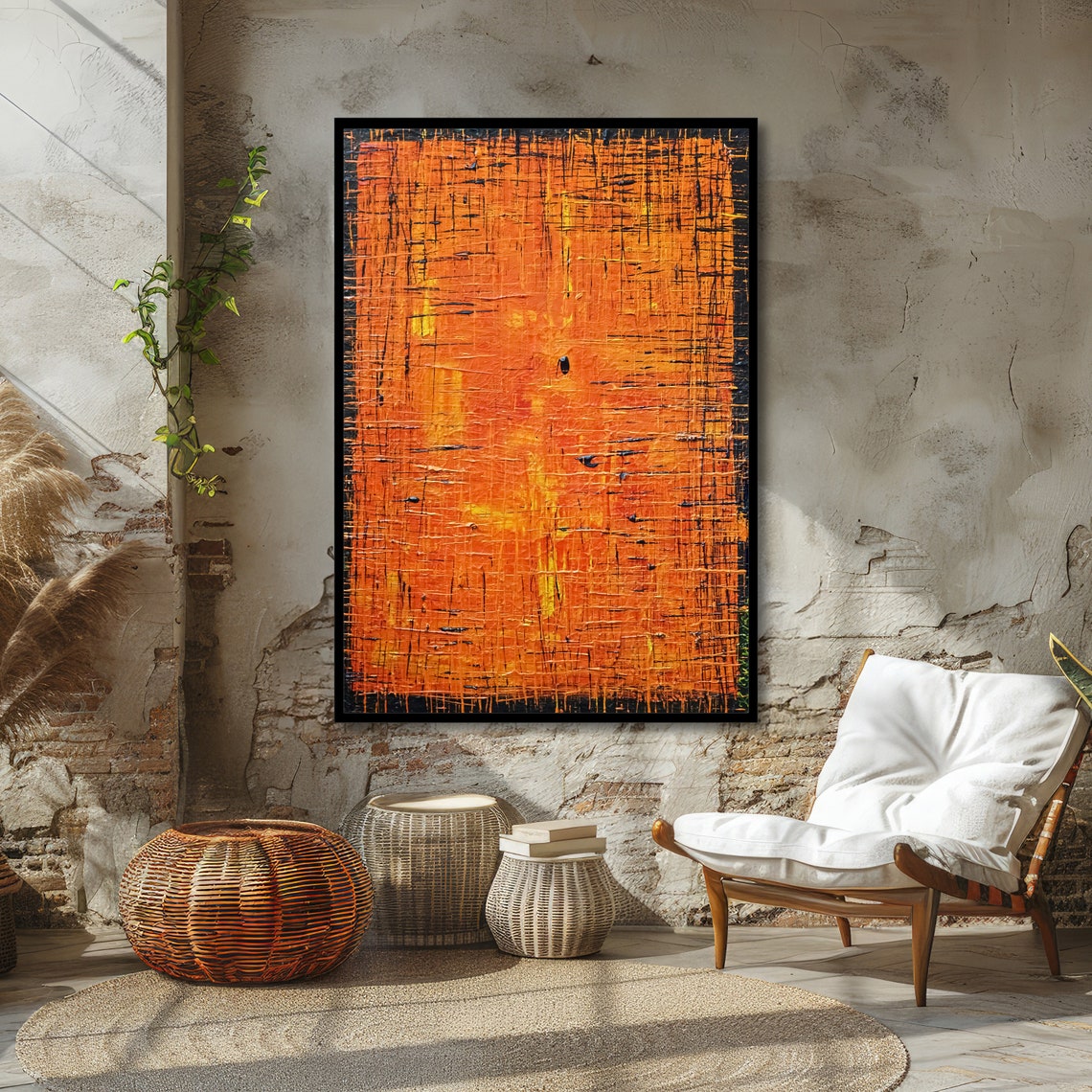 Vibrant Orange Abstract Modern Texture Art Bold Wall Art Design Wall Art Design Ready To Hang Decoration - Image 6