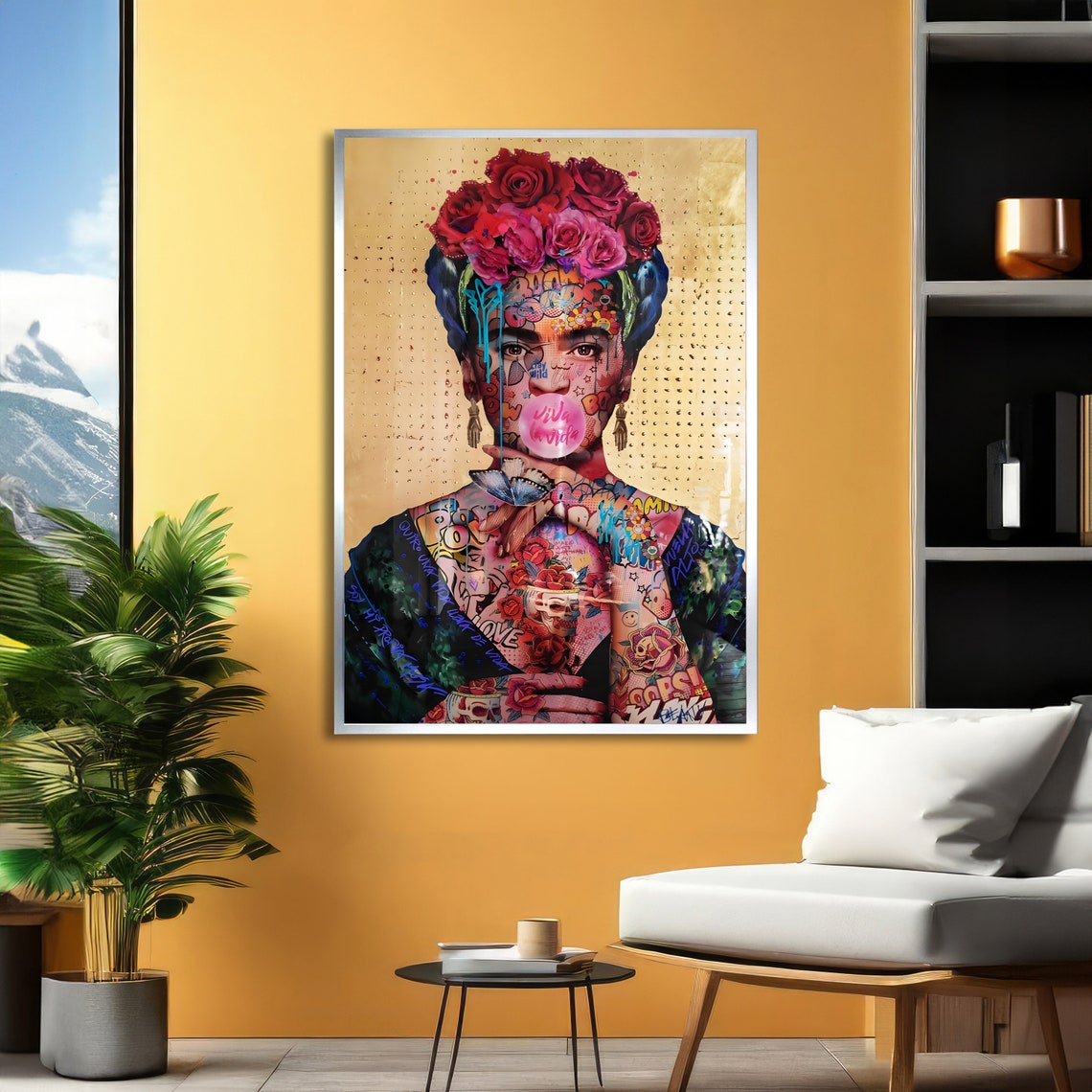 Frida Kahlo Inspired Rose Crown Graffiti Viva La Vida Poster - Image 6
