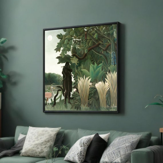 The Snake Charmer Rousseau Inspired Art Bold Abstract Print Modern Wall Art Ready To Hang Decoration