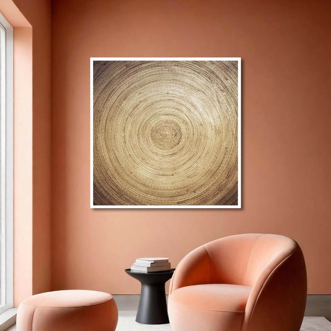 Concentric Spiral Circles Natural Rustic Wood Texture Art Poster - Image 6