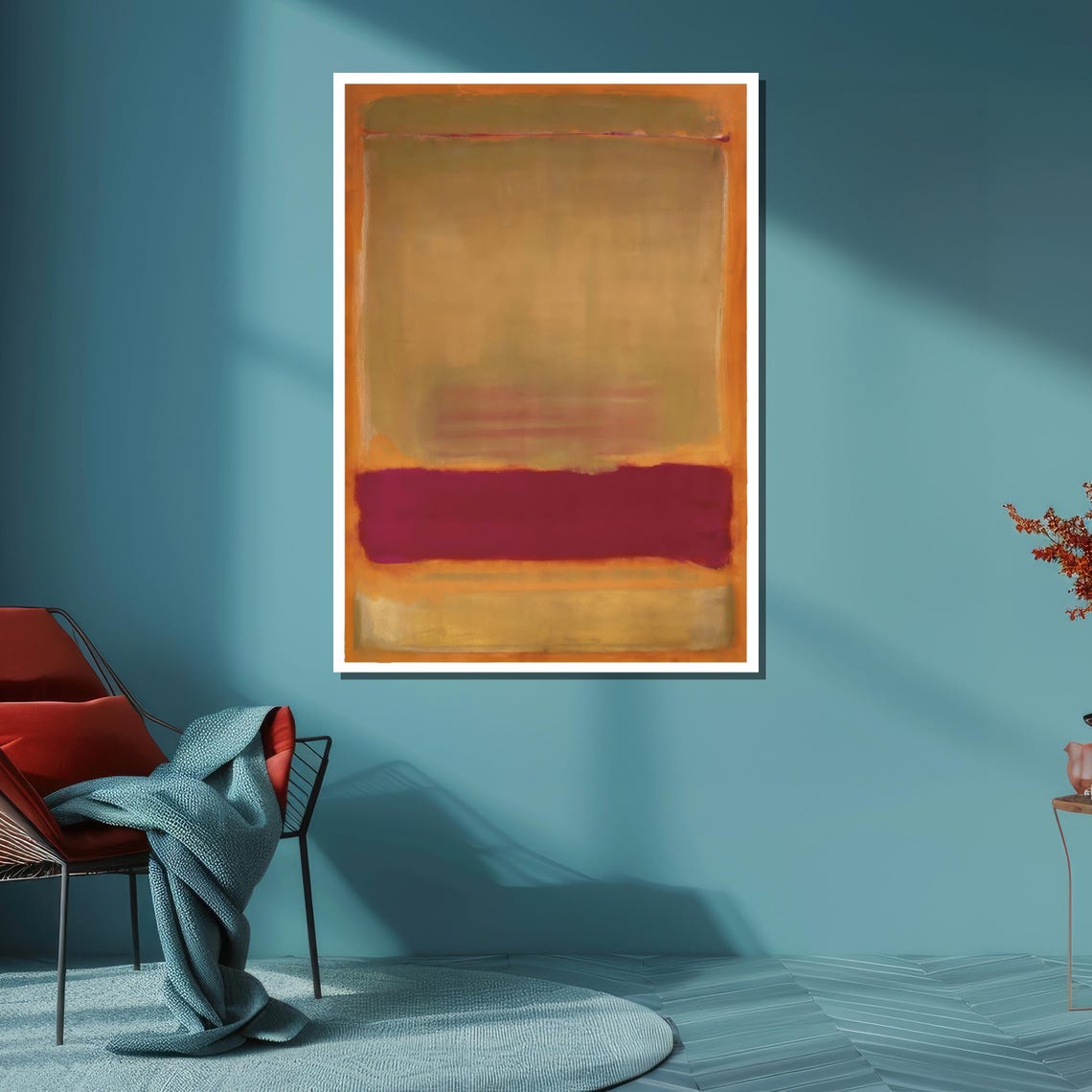 Abstract Expressionist Warm Yellow and Burgundy Color Fields Poster - Image 6