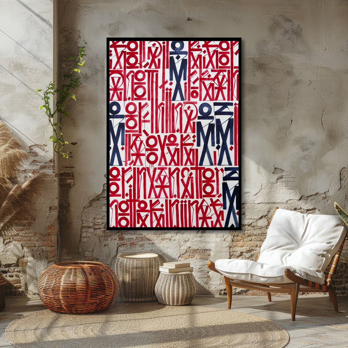 Modern Abstract Typography Bold Red And Black Art Contemporary Graphic Print Wall Art Design Ready To Hang Decoration - Image 4