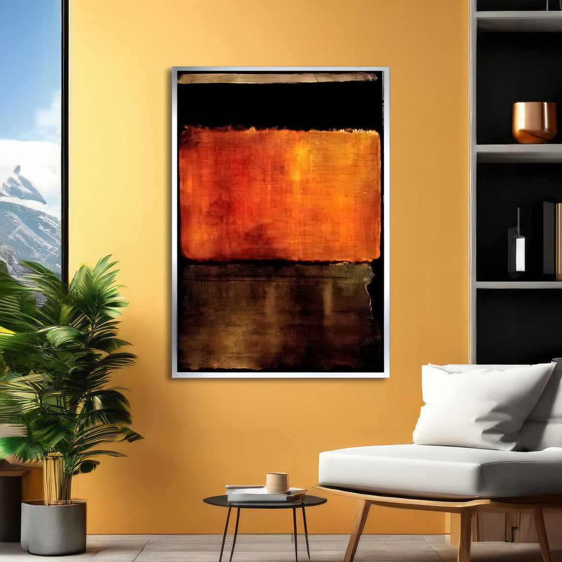 Fiery Red Horizon Rothko-Inspired Dark Abstract Color Field Poster - Image 2