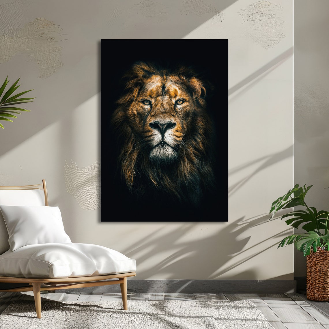 Majestic Lion King of the Jungle on Black Background Art Poster - Image 3