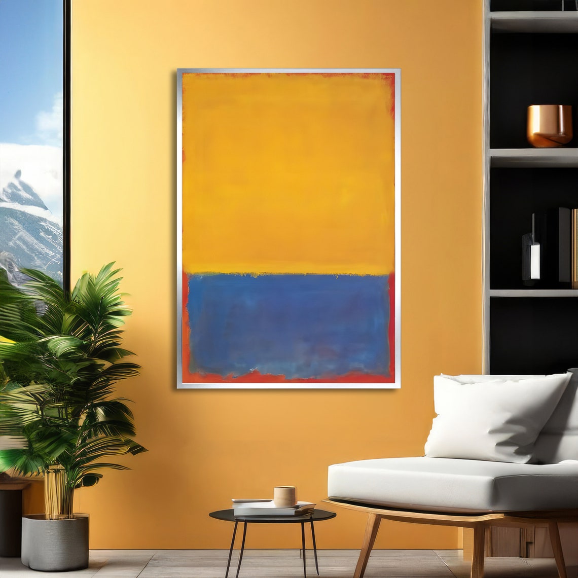 Golden Yellow and Blue Rothko-Inspired Bold Abstract Art Poster - Image 2