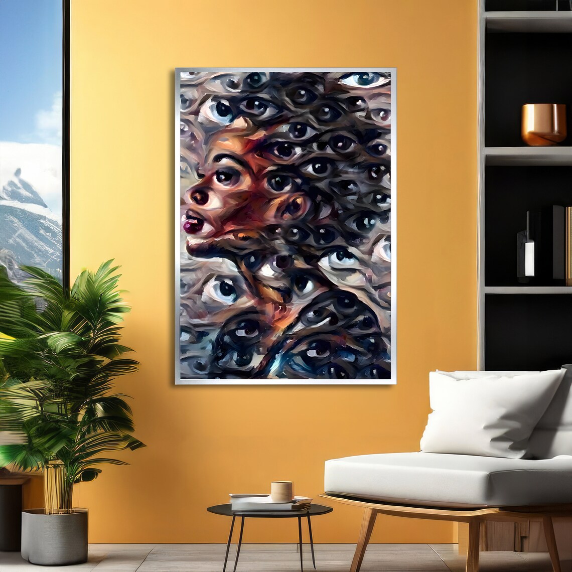 Surreal Woman Profile Surrounded By Hundreds Of Painted Eyes Art Poster - Image 2