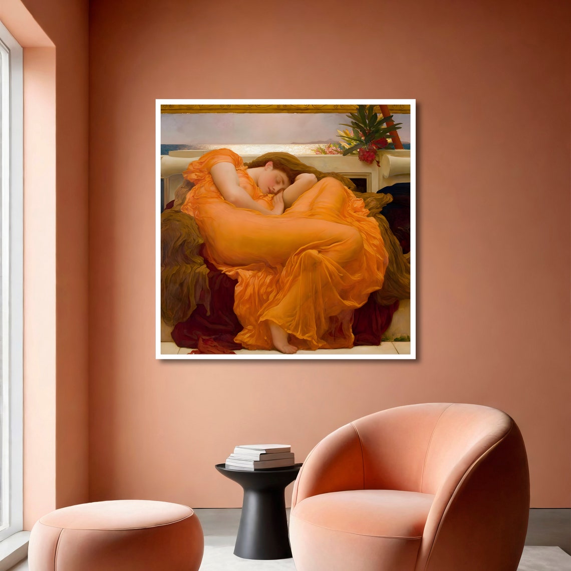 Leighton Flaming June Sleeping Woman in Orange Drapery Poster - Image 6