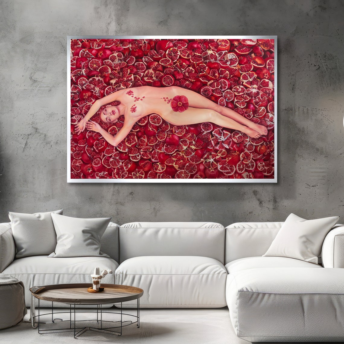 Pomegranate Woman Sensual Nude Fruit Still Life Artwork Poster - Image 2