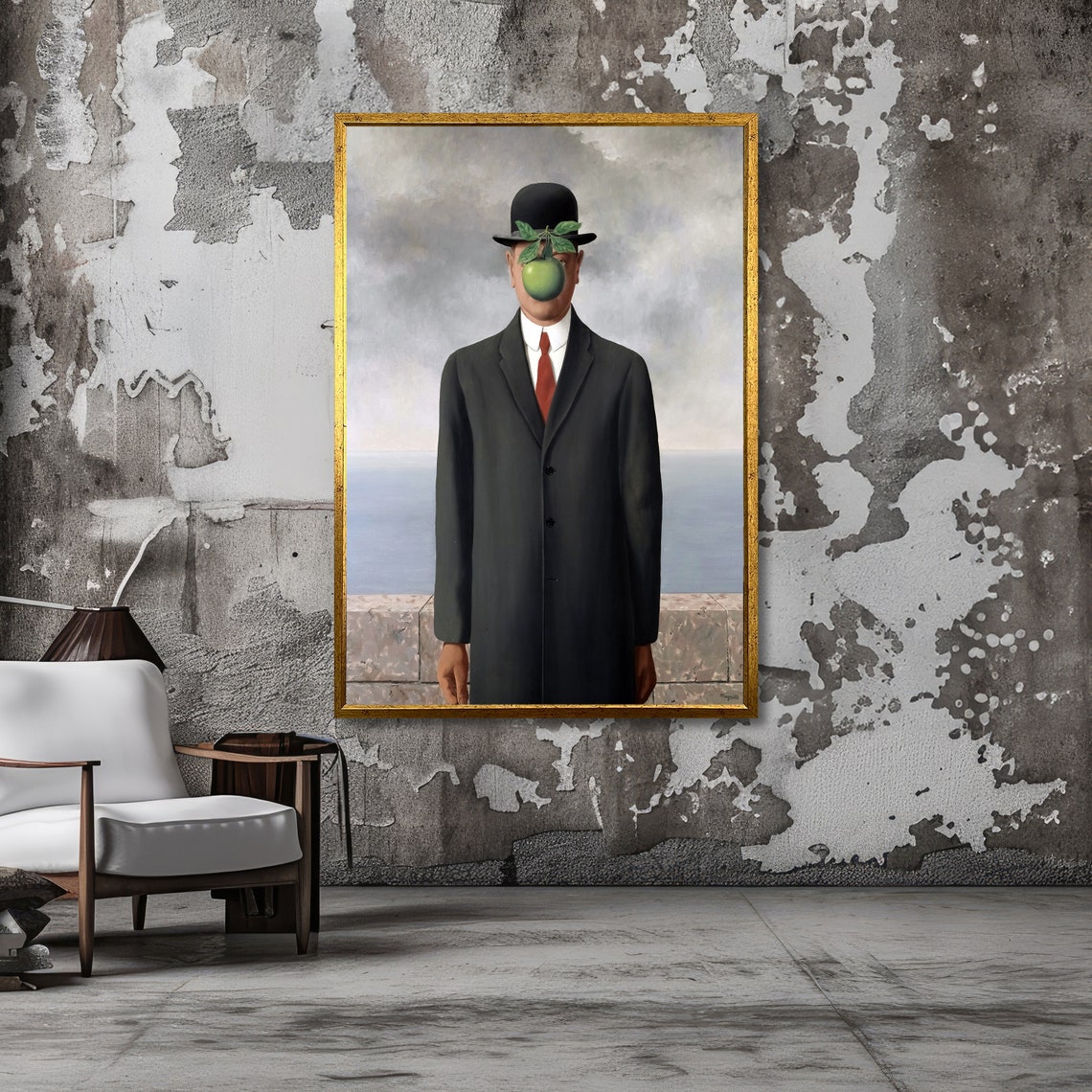 Magritte The Son of Man Man in Bowler Hat with Green Apple Poster - Image 3