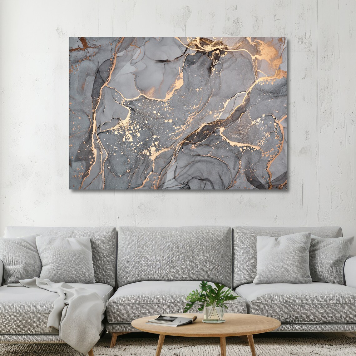Abstract Gold And Grey Marble Art Luxury Marble Elegant Wall Decor Ready To Hang - Image 5
