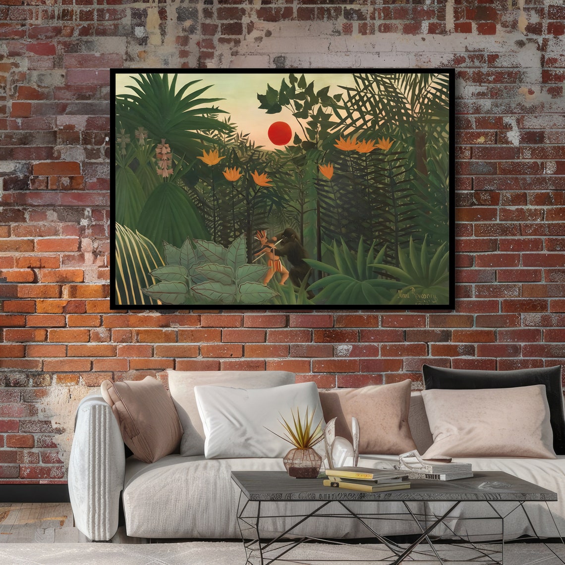 Exotic Jungle At Sunset Rousseau Art Print Primitivism Masterpiece Ready To Hang Decoration - Image 4