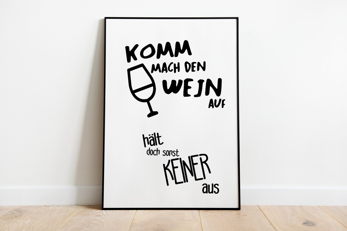 Come Open The Wine Typography Kitchen Poster