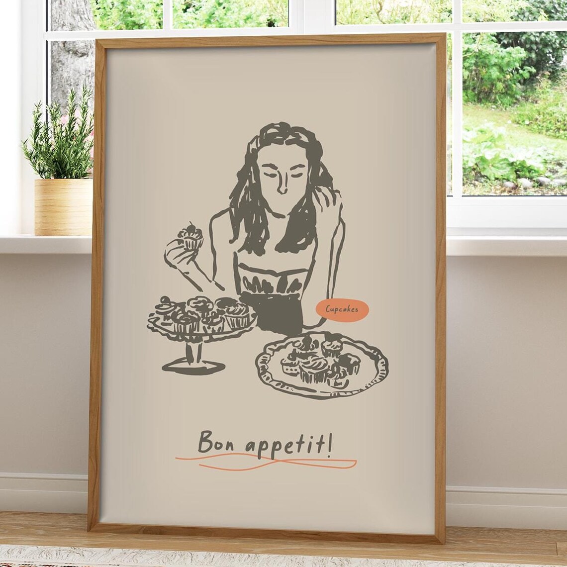Cake Dessert Girl, Modern Style Kitchen Decor Poster - Image 4
