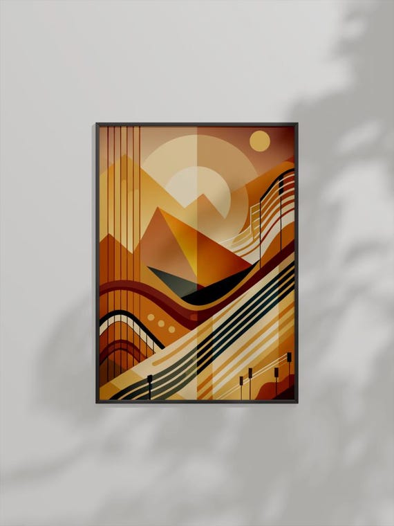 Harmonic Horizons Abstract Musicinspired Desert Landscape Art Print