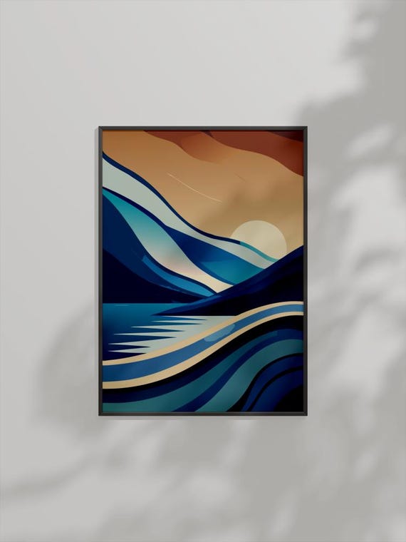 Abstract Ocean Waves At Sunset Bold Modern Coastal Art