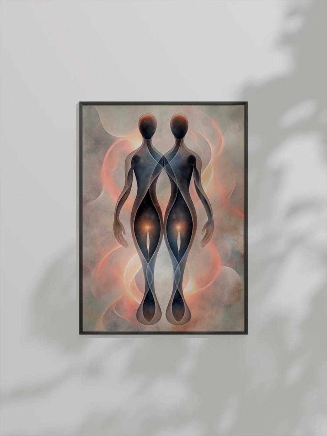 Abstract Twin Figures Art Minimalist Ethereal Mirror Spirits Poster