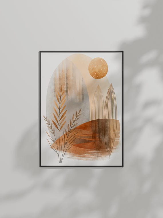 Abstract Geometric Sunset Wall Art Modern Minimalist Print