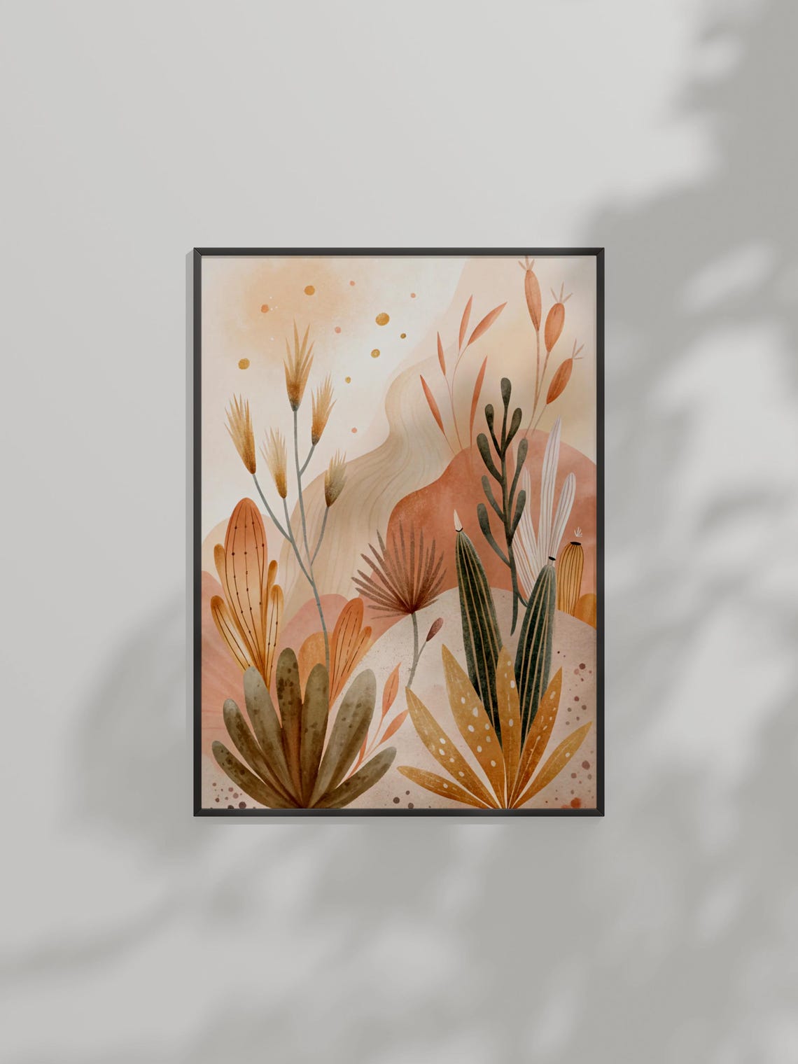 Desert Botanical Cactus Pastel Boho Abstract Nature Art Poster