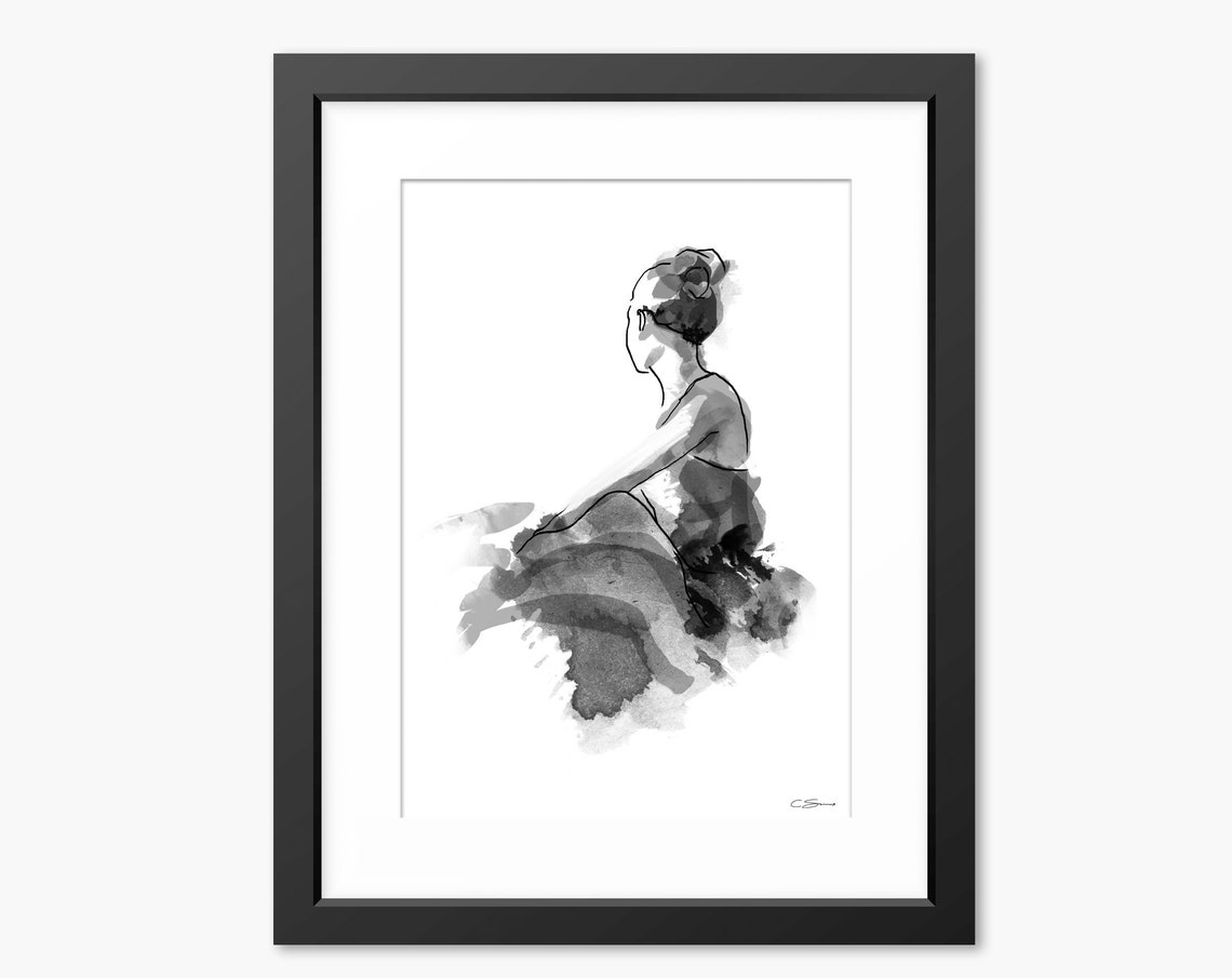 Wall Art Print Ballet Art Print Watercolour Ballerina Wall Art Ballerina Painting Female Art Print Black White Print Ballet Gifts