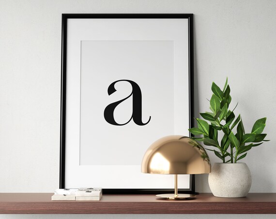 Lowercase Letter A White Background Monogram Typography Poster
